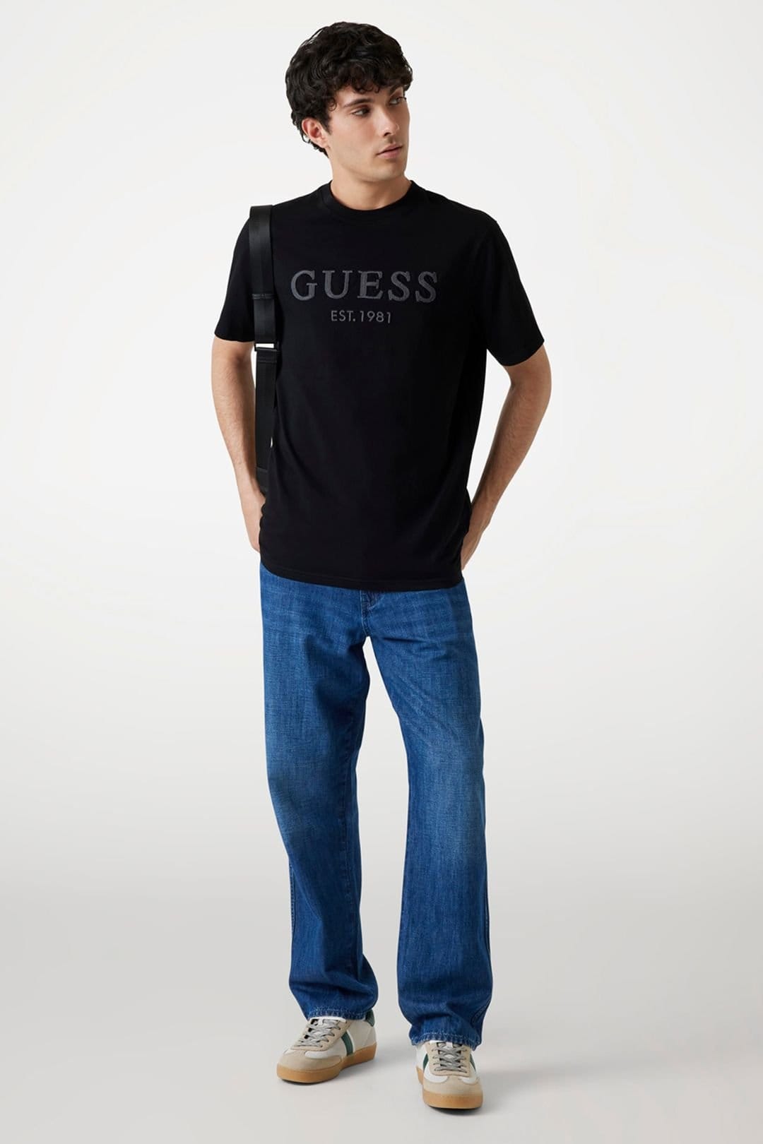 Guess Guess Men's Ss Cn Box Logo Tee Black - 1