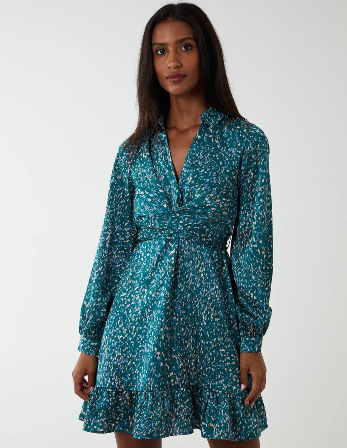Blue Vanilla Wrap Bust Mini Shirt Dress