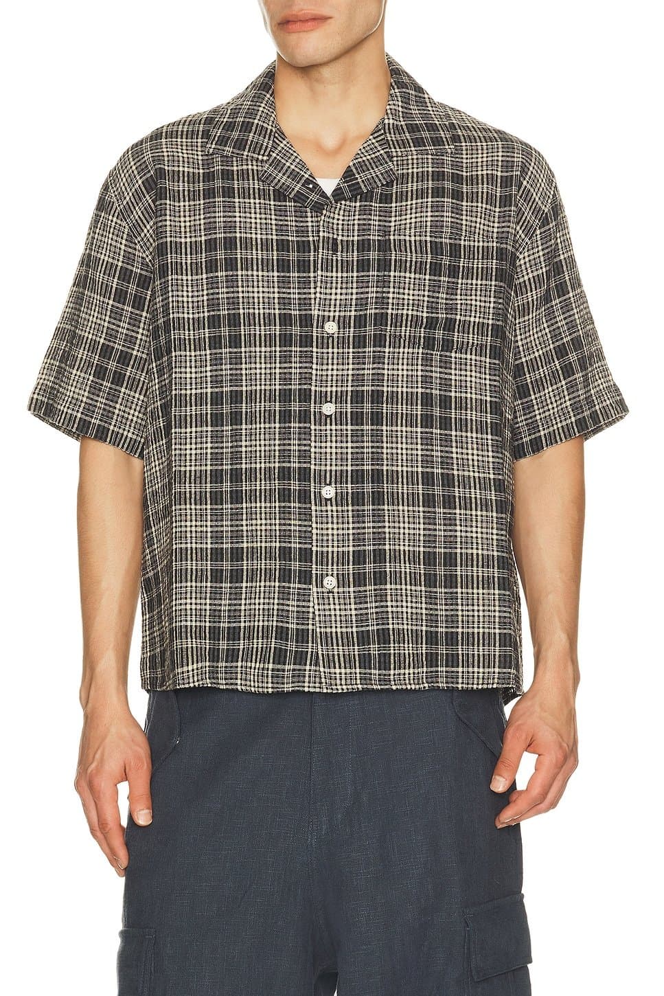 revolve Plaid Seersucker Short Sleeve Shirt