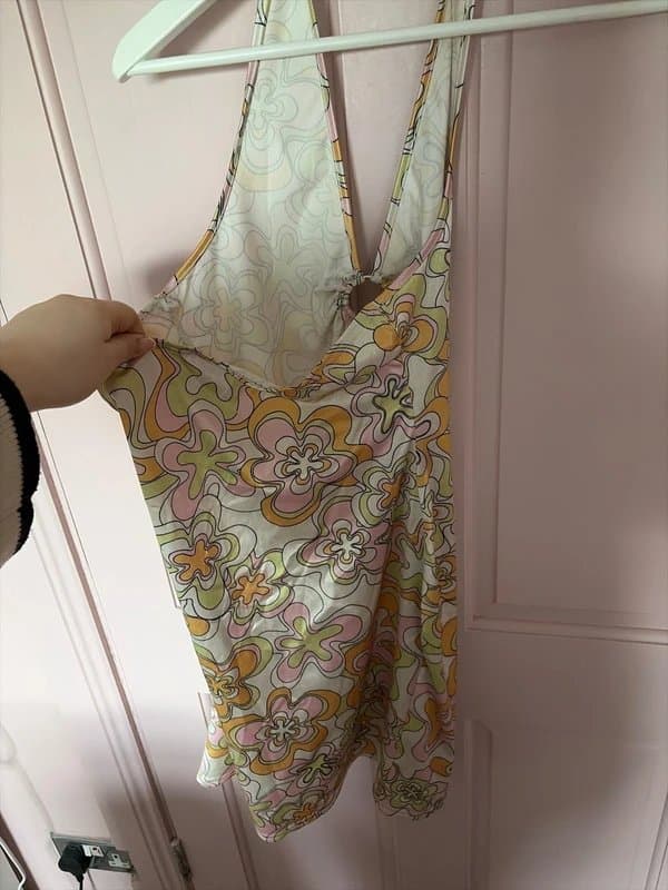 New Look Halter neck patterned mini dress