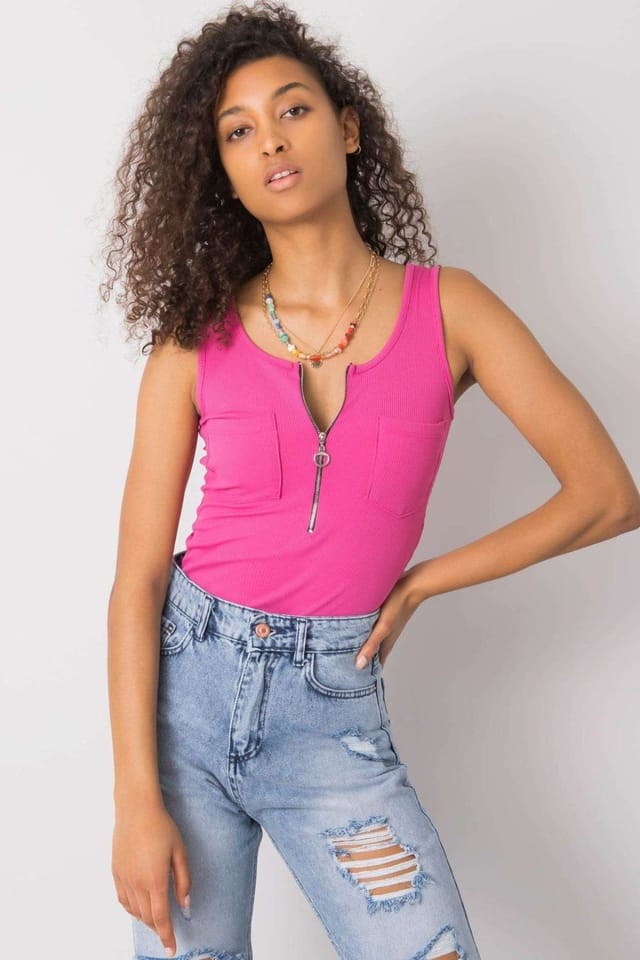 Love Lace Love Lace Women's Summer Zip Pocket T-Shirt with Shoulder Straps in Pink - 2