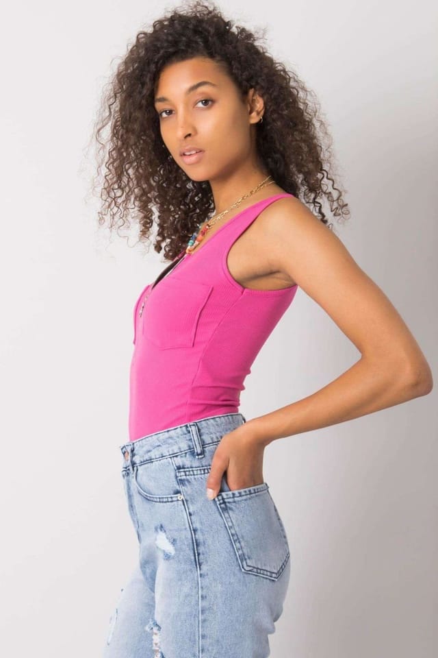Love Lace Love Lace Women's Summer Zip Pocket T-Shirt with Shoulder Straps in Pink - 3