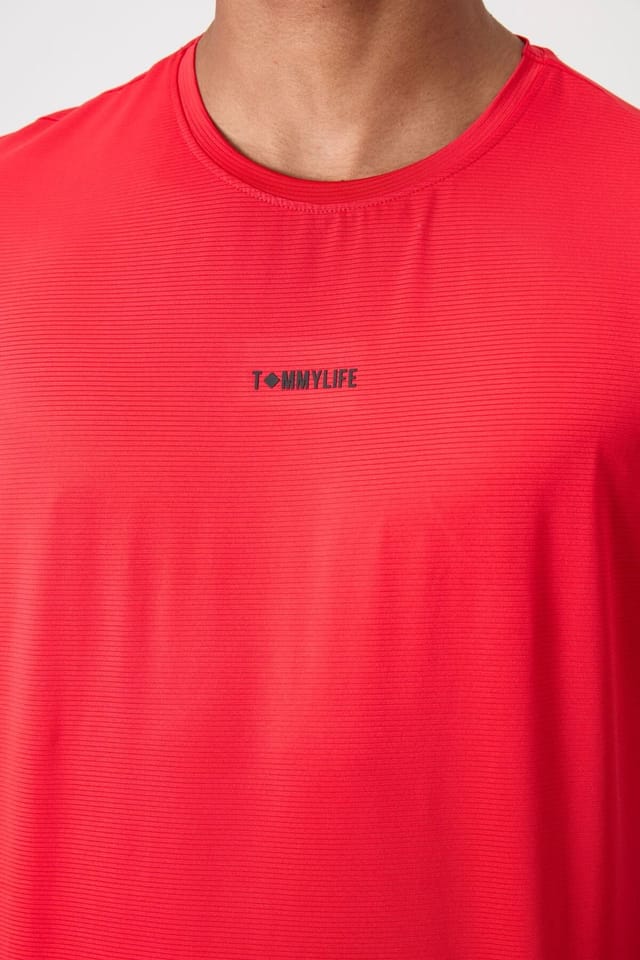 Tommy Life Tommy Life Men's Regular Fit Logo Jersey T-Shirt in Red - 3