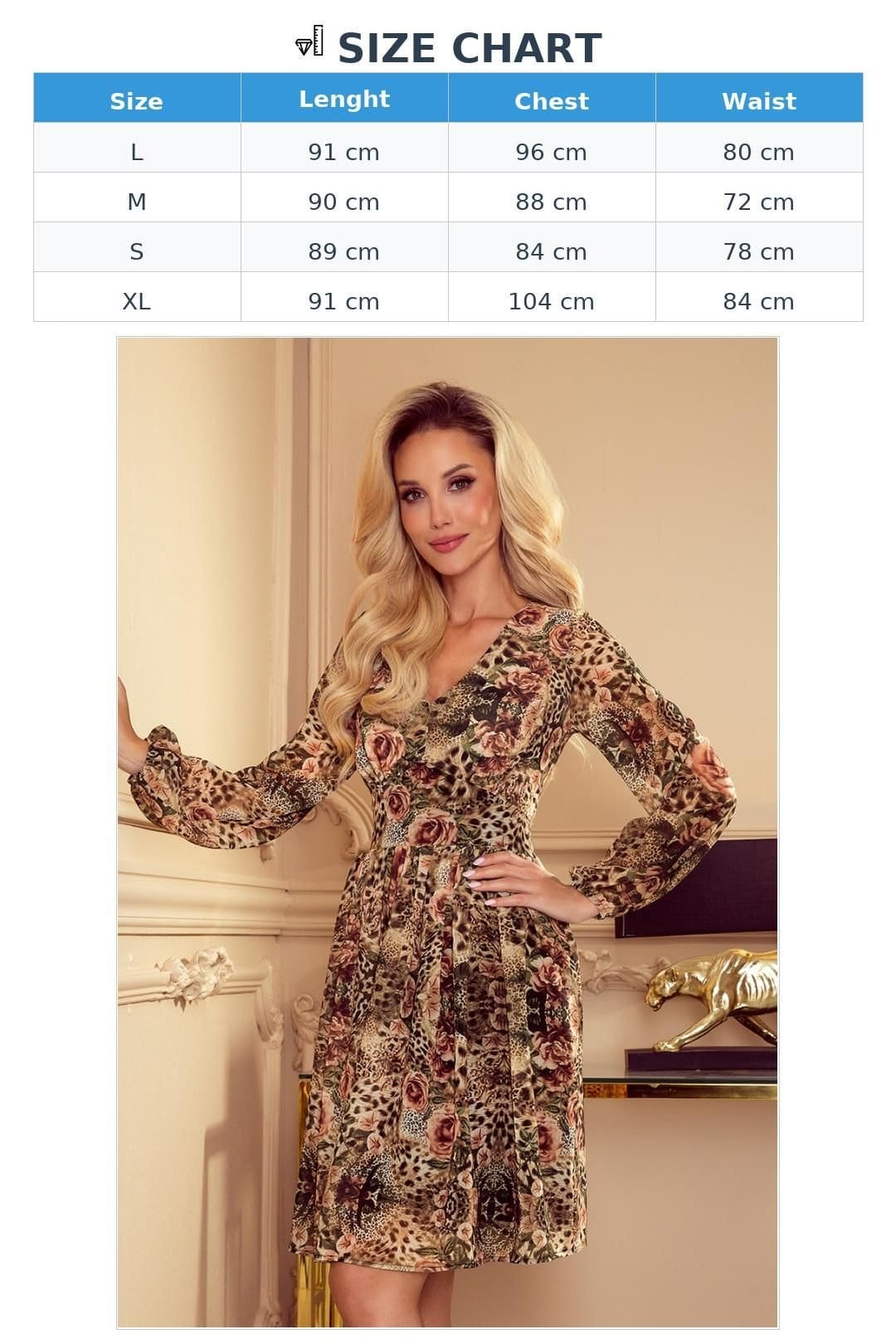 Love Lace Love Lace Women's Chiffon Leopard Day Dress with Back Tie - 4