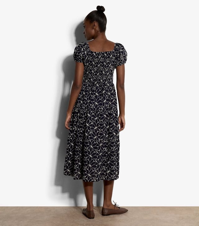 Apricot Women's Navy Embroidered Floral Milkmaid Midi Dress Apricot New Look - 3