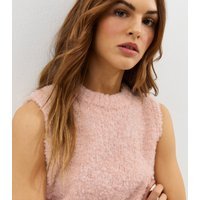 New Look Women's Light Pink Boucle Textured Knit Tabard Vest New Look - 3