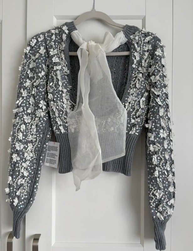 ASOS ASOS luxe embellished knitted jumper with organza bow back