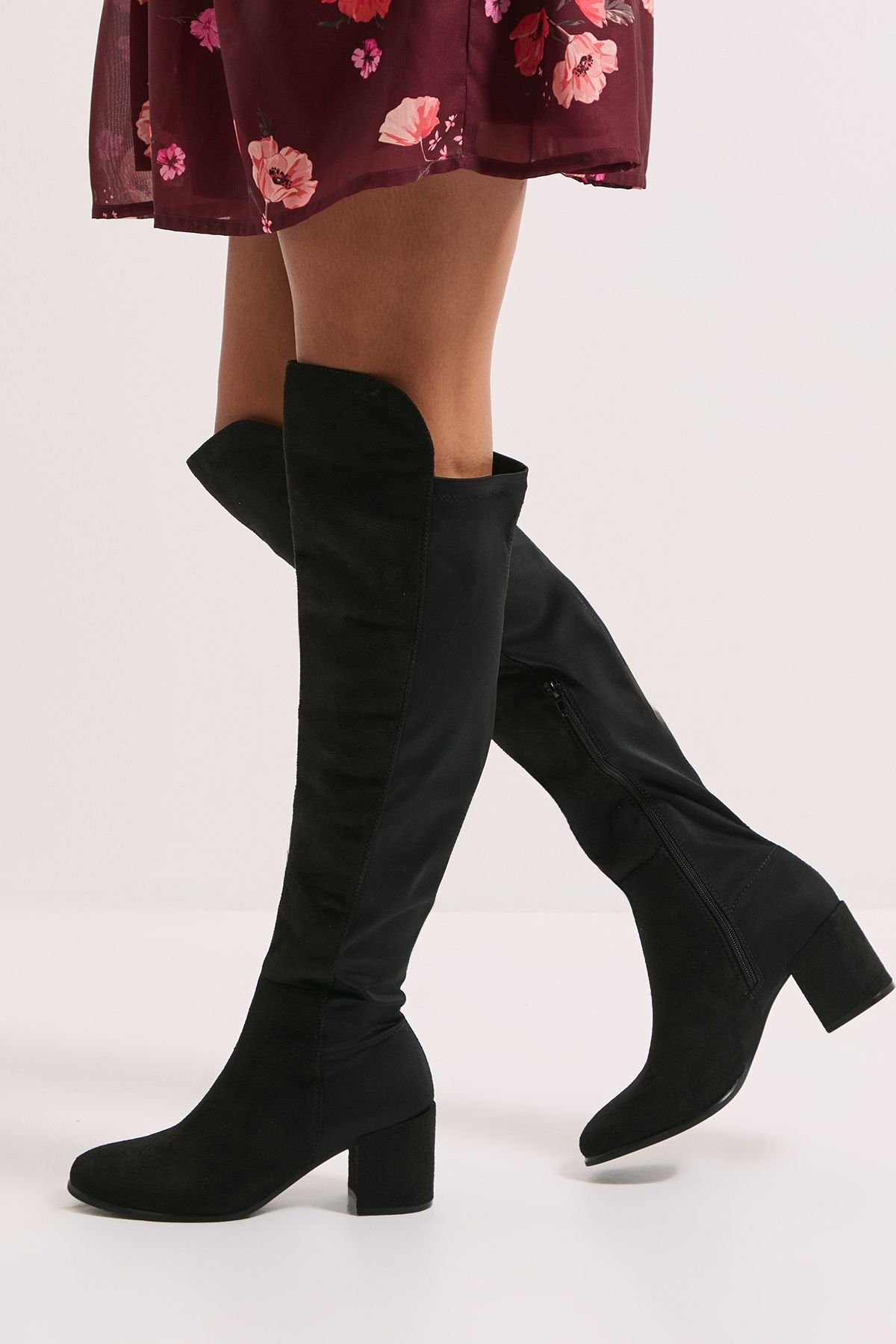 Dorothy Perkins Dorothy Perkins Women's Kelly Stretch Over The Knee Boots in Natural Black - 3