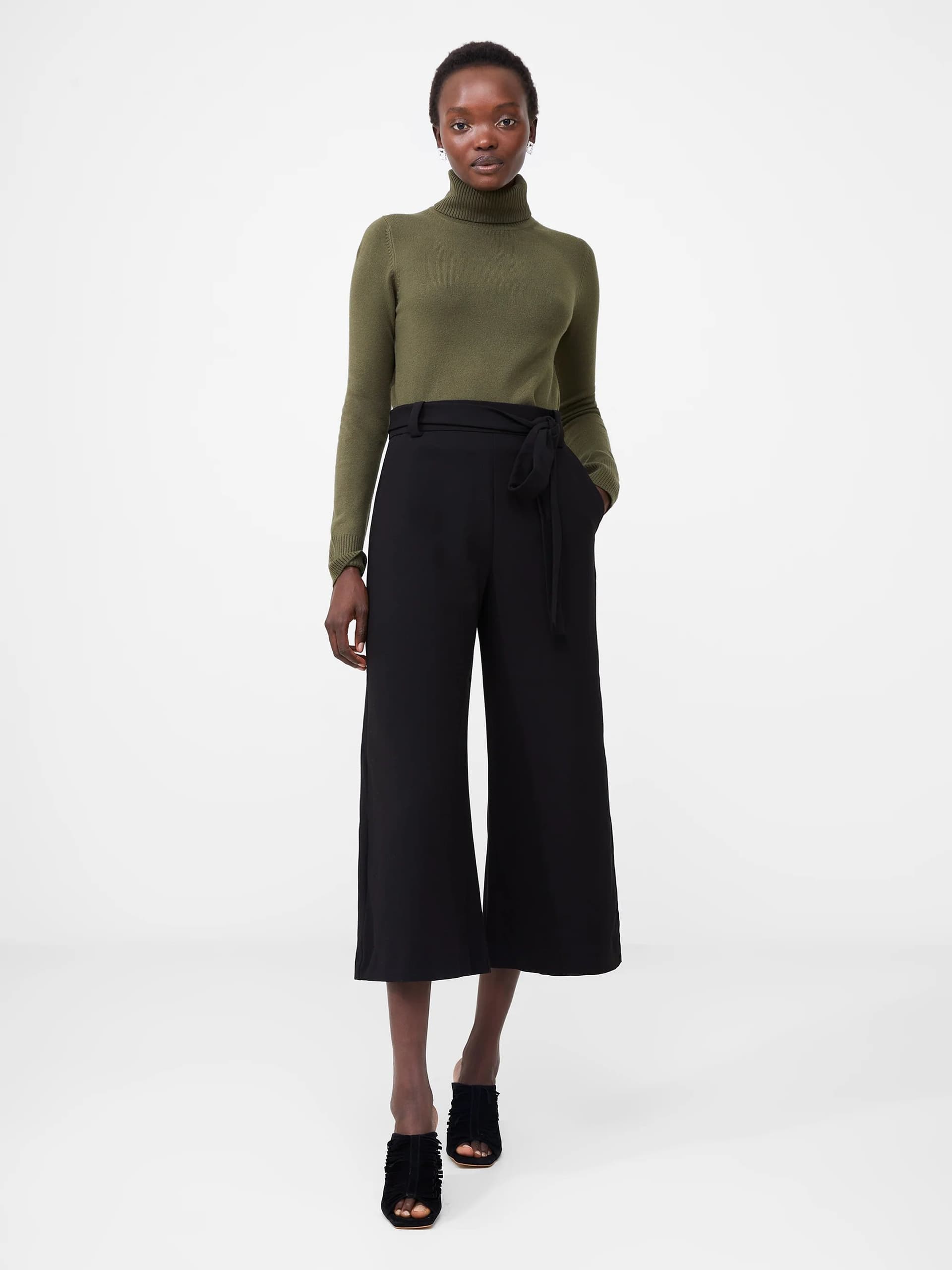 French Connection Whisper Belted Culottes Black