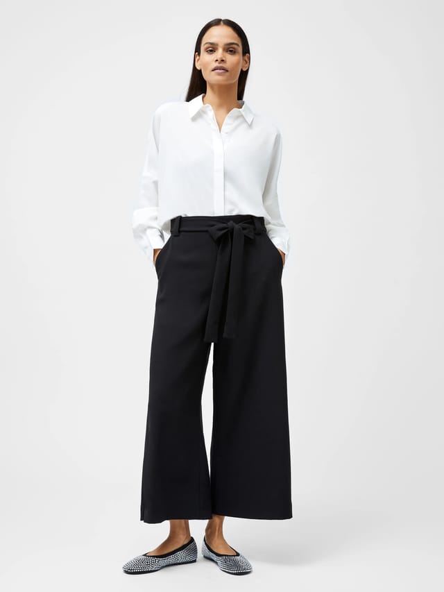 French Connection Whisper Belted Culottes Black - 2