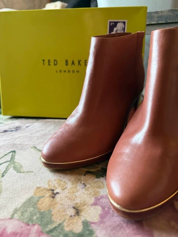 Ted Baker Ted Baker Leather Ankle Boots Tan Block Heel UK 5 EU 38