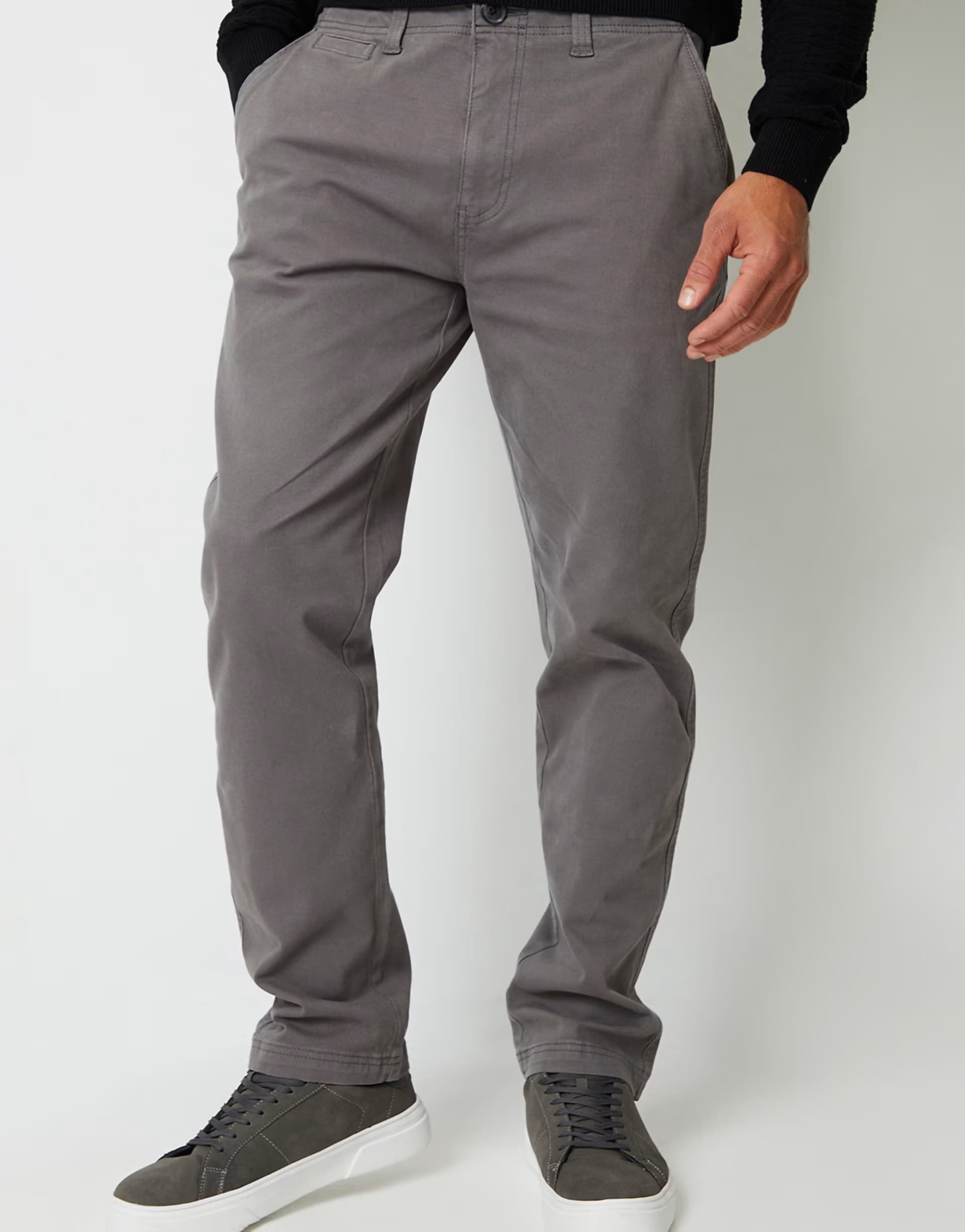 ASOS ASOS Straight Leg Canvas Trousers in Dark Grey