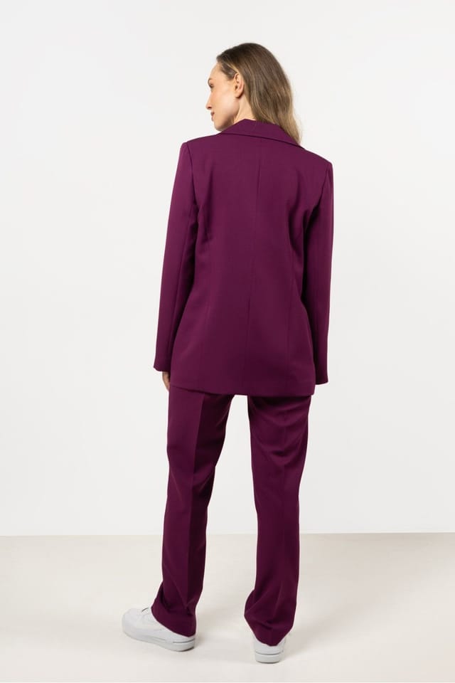 Love Lace Love Lace Women's Elegant Straight Leg Formal Trousers with Pockets Style 212220 in Plum - 3