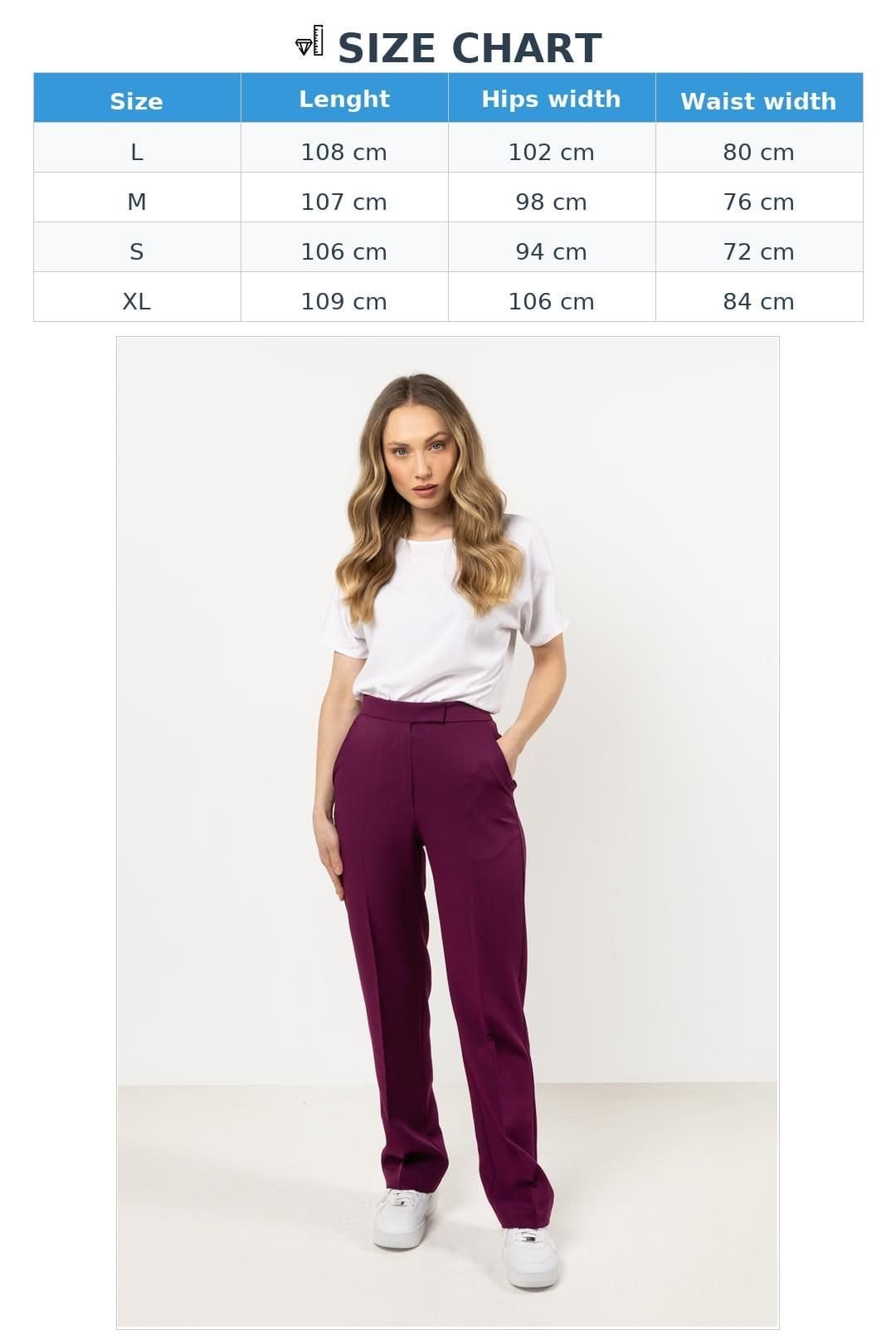 Love Lace Love Lace Women's Elegant Straight Leg Formal Trousers with Pockets Style 212220 in Plum - 4
