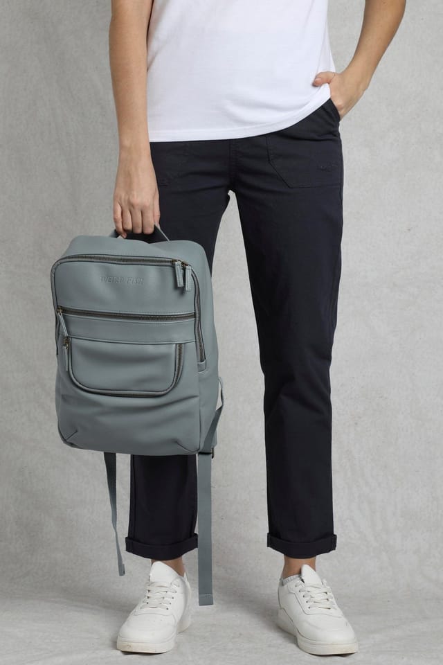 Weird Fish Weird Fish Women's Apperly Faux Leather Backpack in Duck Egg Blue - 3