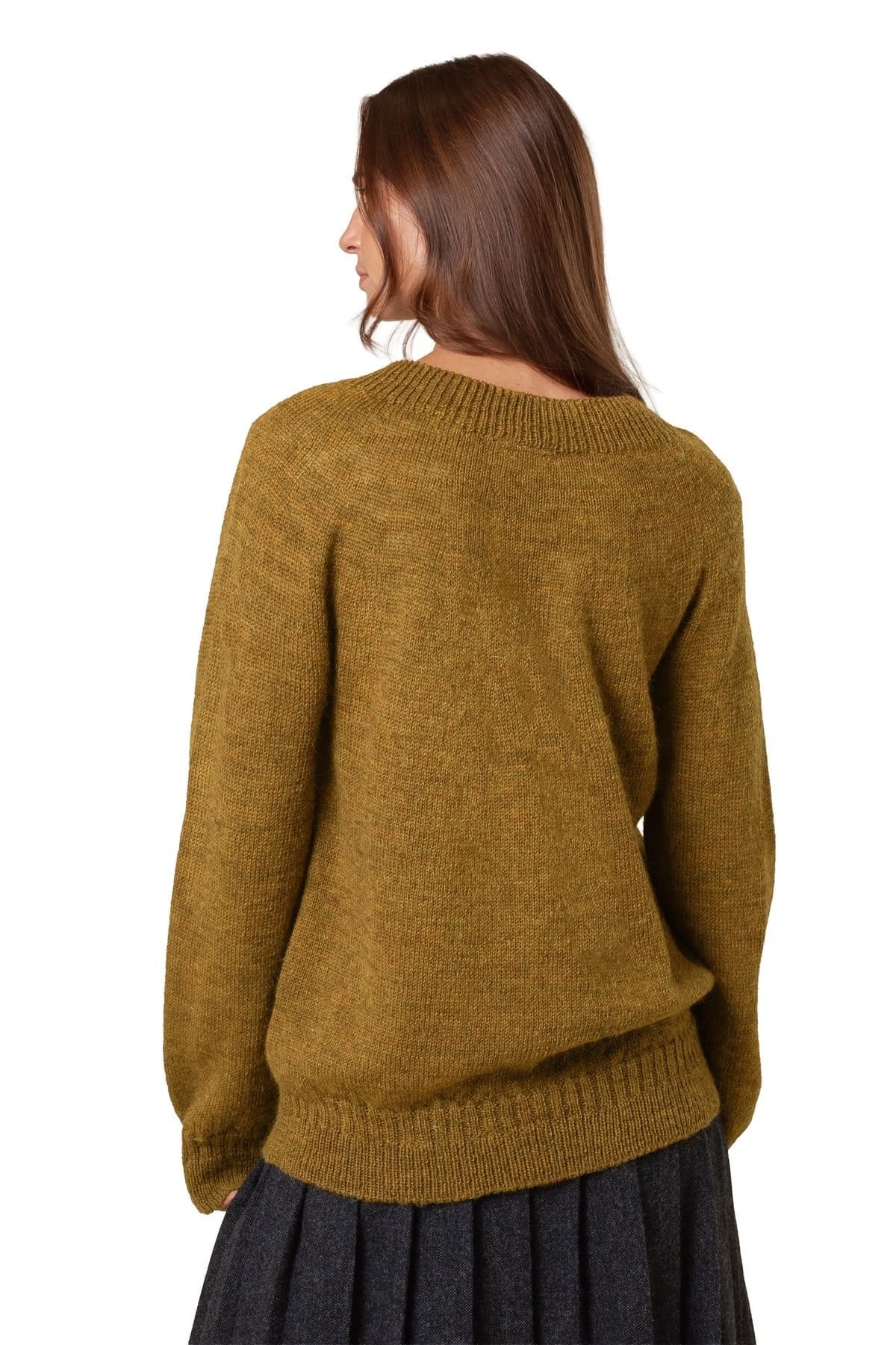 Celtic & Co Celtic & Co Women's Gansey Stitch Crew Neck Jmpr in Mustard - 4