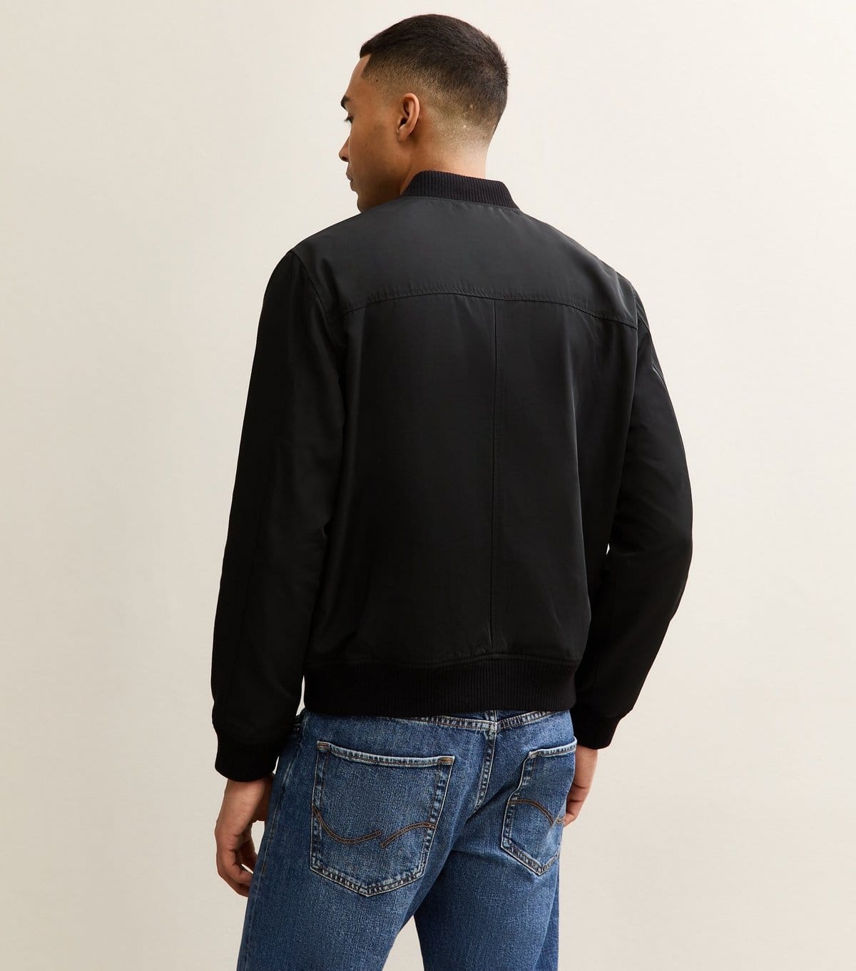 New Look Men's Black Tech Fabric Bomber Jacket New Look - 4