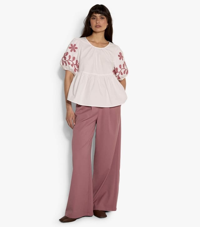 Apricot Women's White Floral Embroidery Peplum Top Apricot New Look - 2
