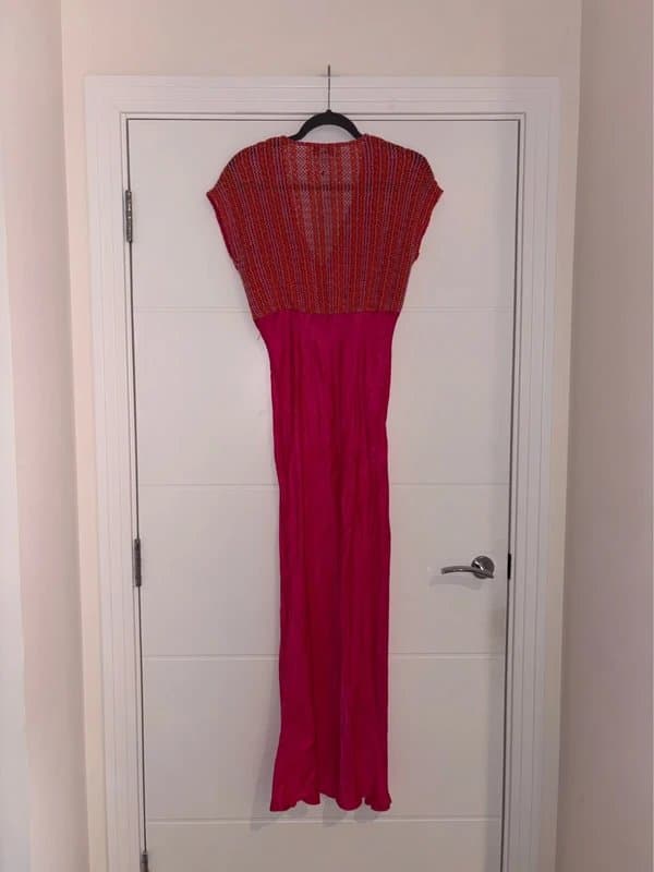 Never Fully Dressed Never Fully Dress Pink Orange Crochet Midaxi Dress Size 10 Summer Occasion Party reverseable wedding