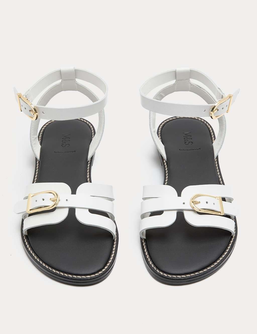Marks & Spencer M&S Leather Buckle Ankle Strap Sandals White