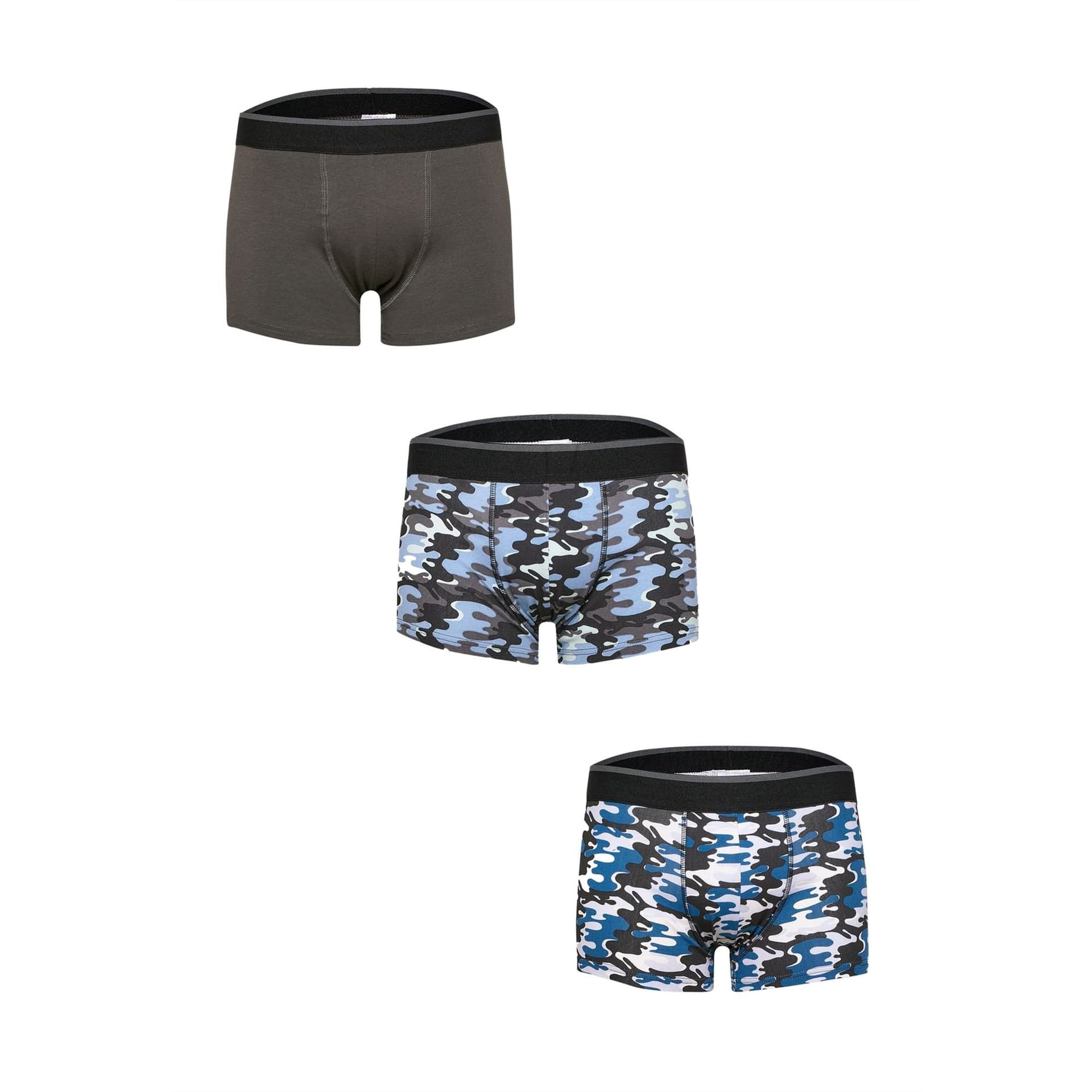 Tom Franks Tom Franks Men's Camo Boxer Shorts (Pack Of 3) in Grey