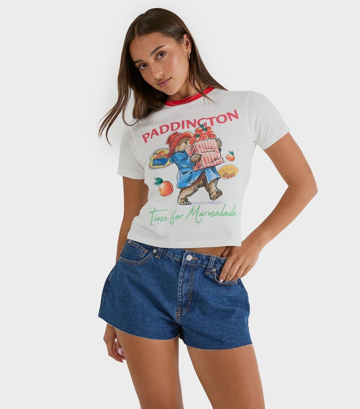 Skinnydip Women's Skinndip White Cotton Paddington Baby Tee T-Shirt Skinnydip New Look