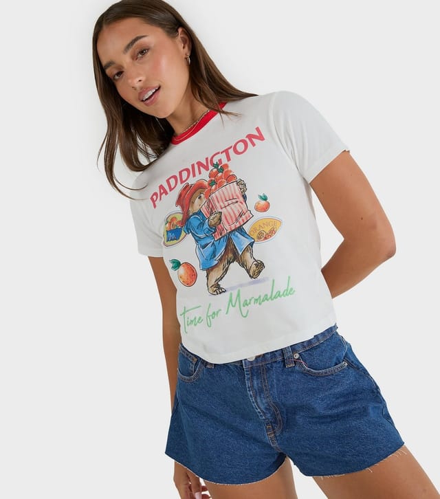 Skinnydip Women's Skinndip White Cotton Paddington Baby Tee T-Shirt Skinnydip New Look - 3