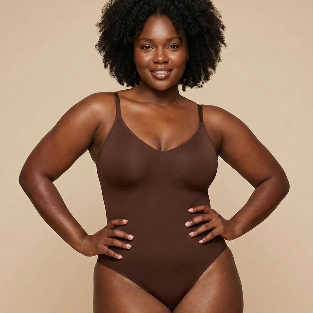 GWB Shapewear GWB Shapewear Women's Brown Low Back Tummy Control Shapewear Thong Bodysuit - 3