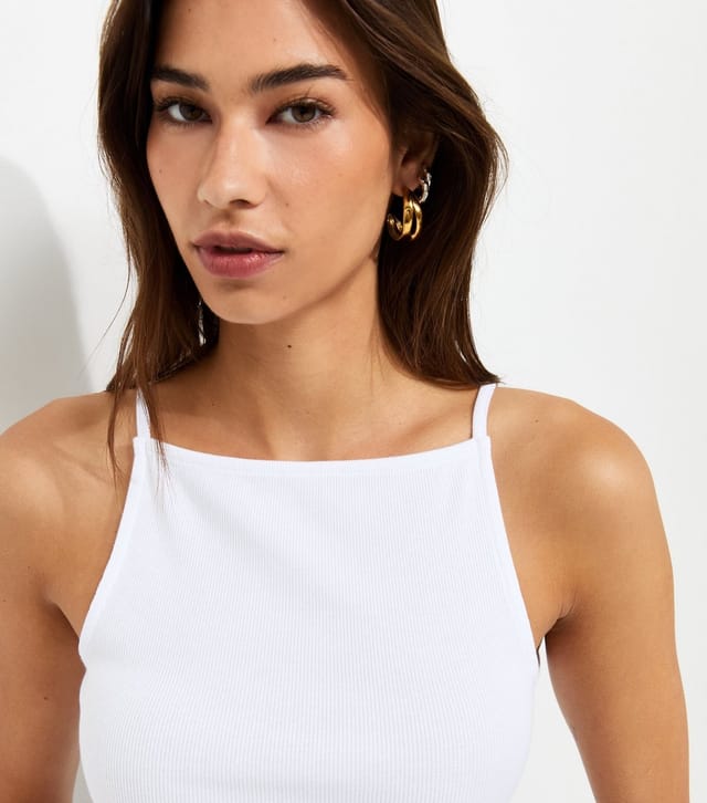 New Look Women's White Cotton Rich Ribbed Jersey Vest Top New Look - 2