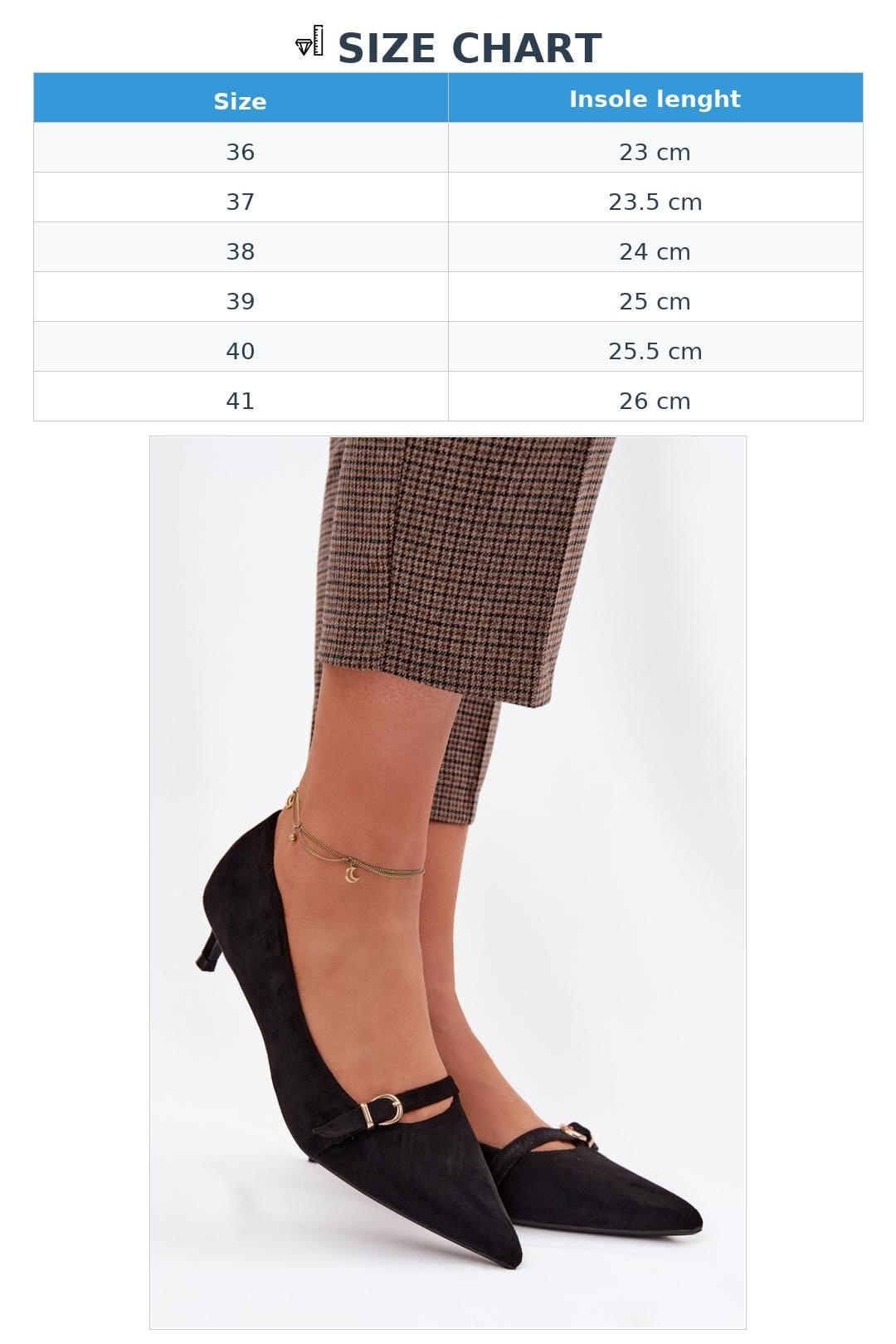Love Lace Love Lace Women's Suede Pointed Toe Low Heel Buckle Strap Comfort Everyday Pumps in Black - 4