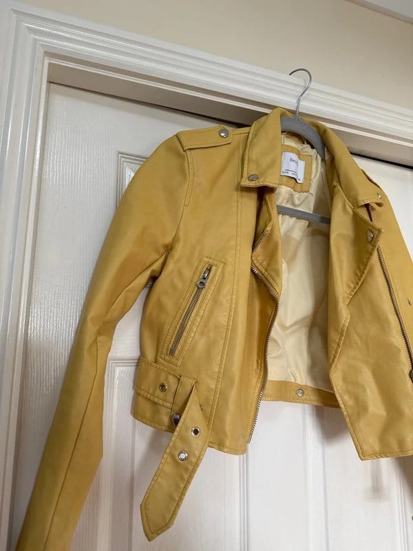 Bershka Bershka Faux Leather Yellow Jacket Size Small - 1