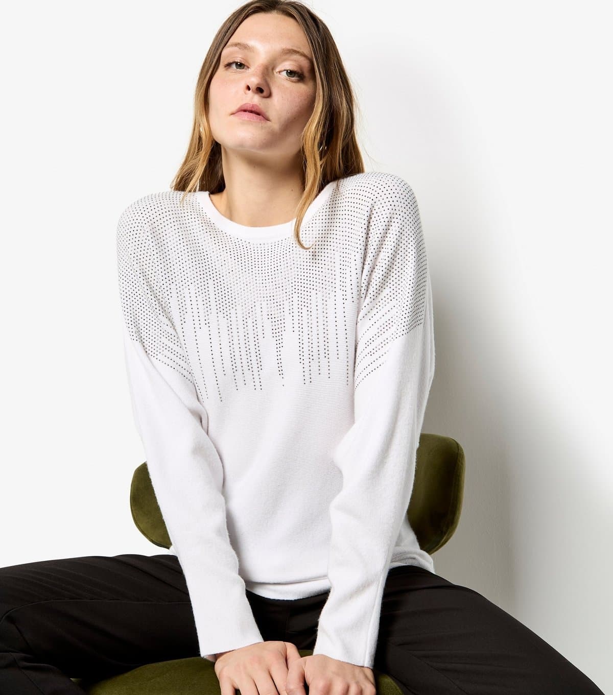 Apricot Women's White Chandelier Stud Batwing Jumper Apricot New Look