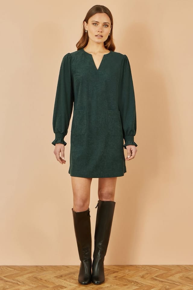 Yumi Yumi Women's Green Cord Tunic With Ruched Sleeve - 3