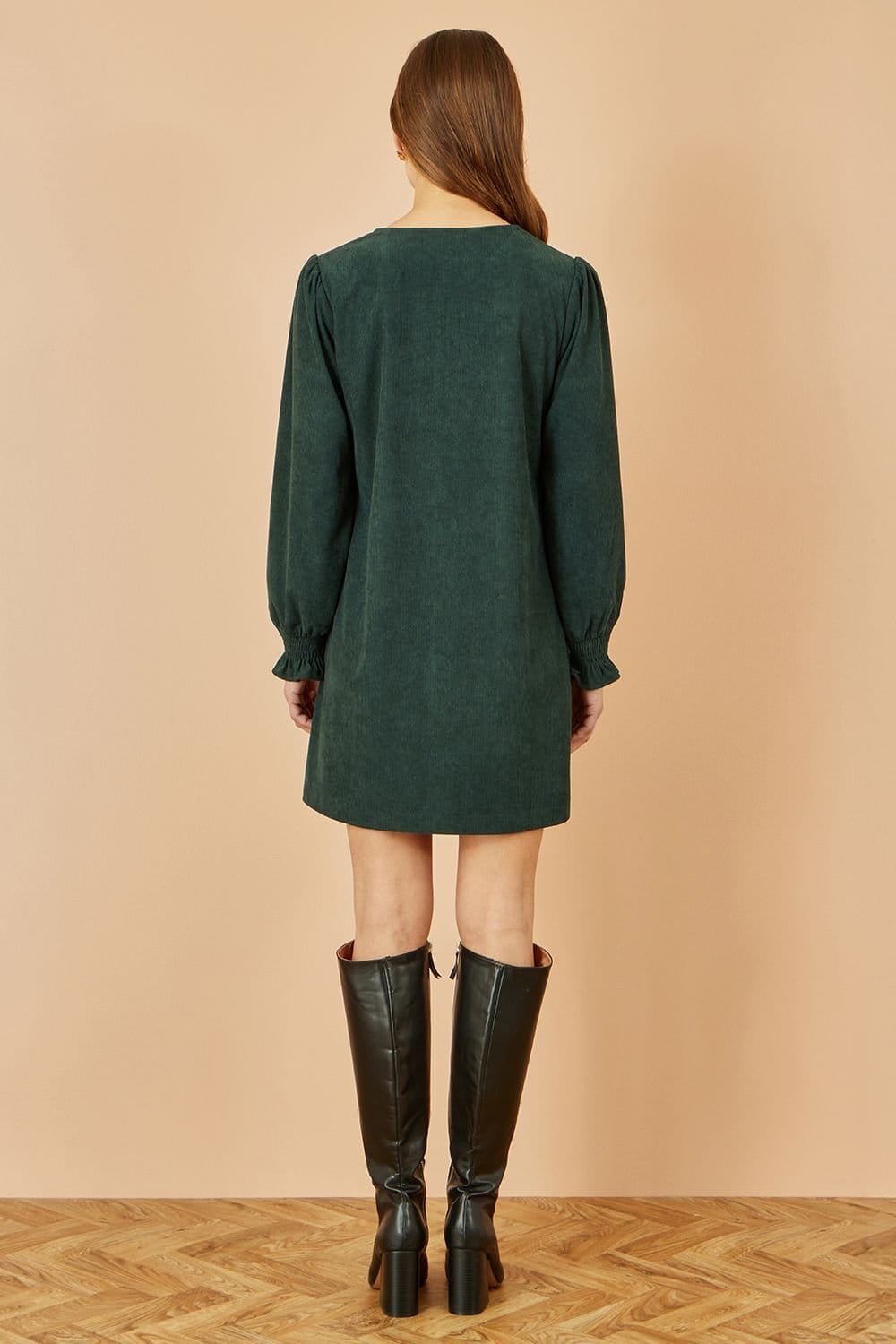 Yumi Yumi Women's Green Cord Tunic With Ruched Sleeve - 4