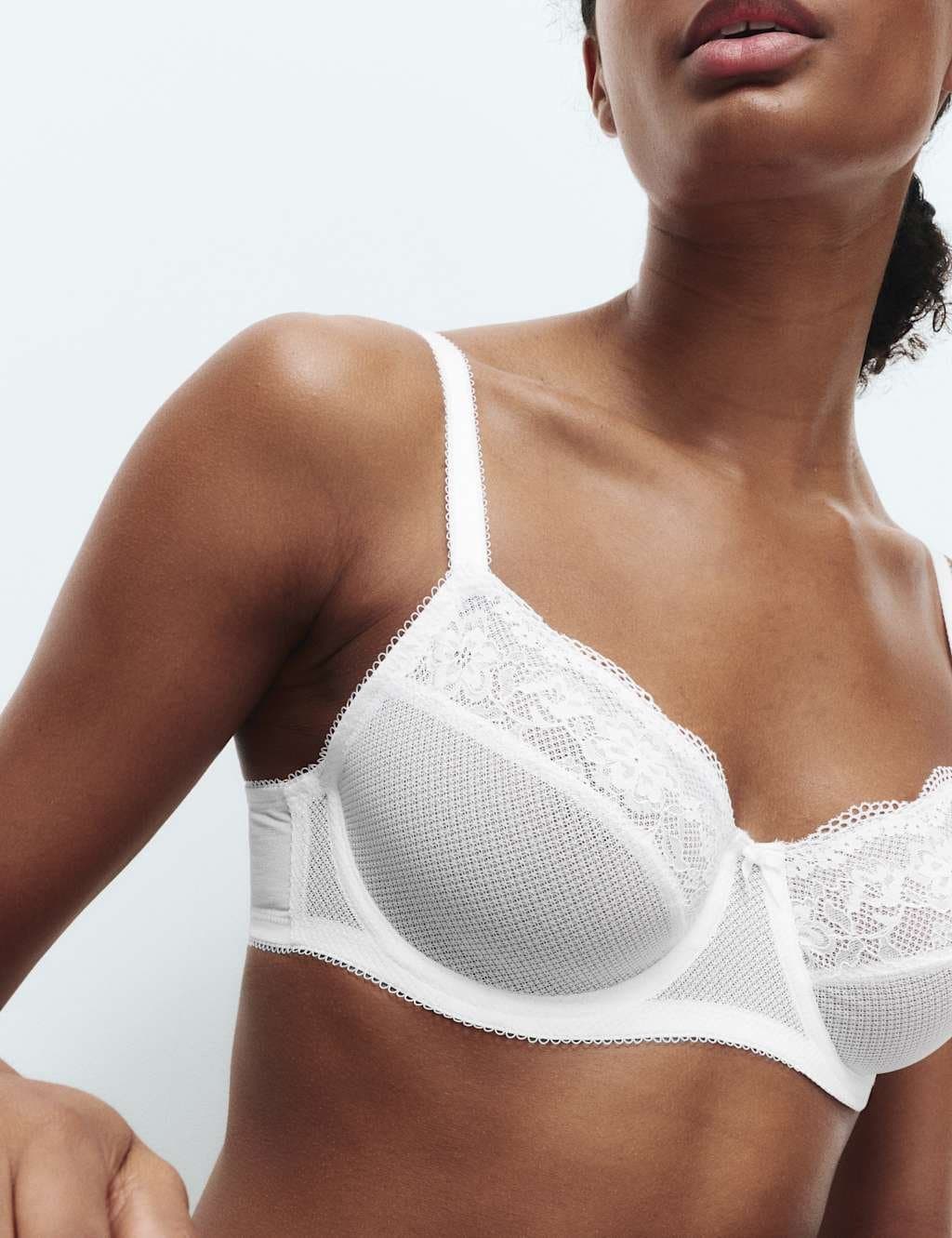 Marks & Spencer M&S Jasmine Lace Wired Minimiser Bra (C-H) White