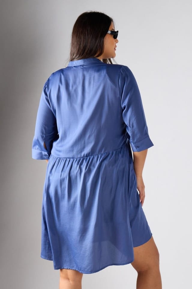Shnoo Shnoo Women's Midi Smock Dress in Blue - 2