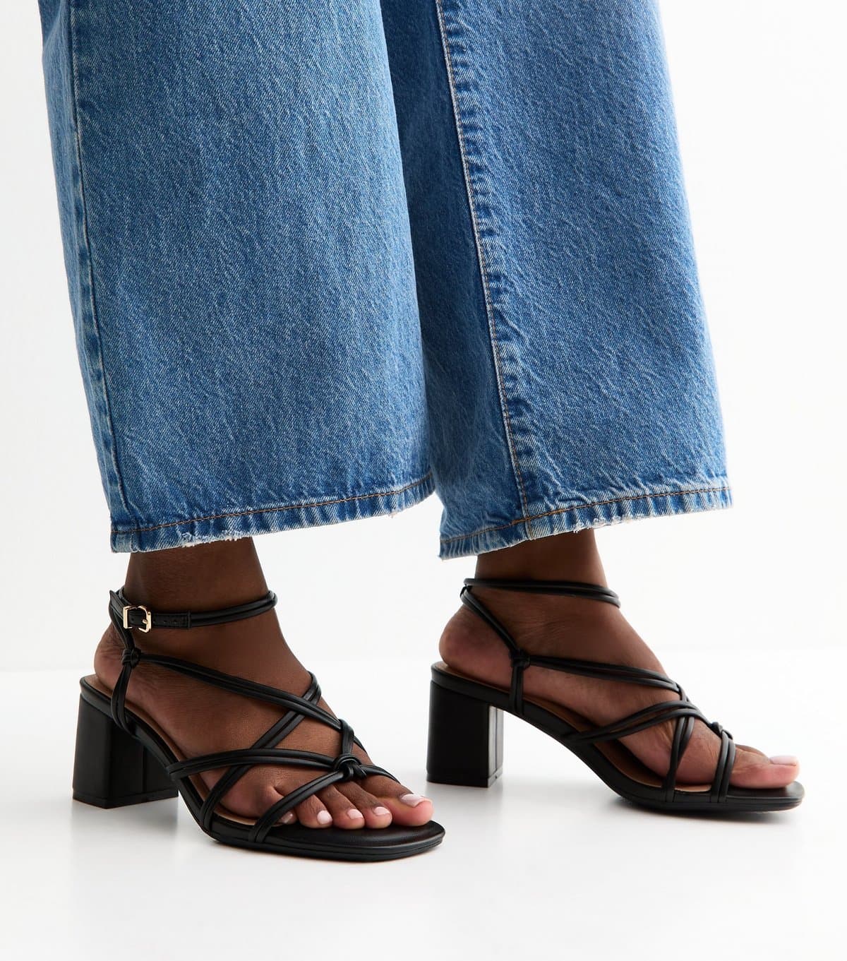 New Look New Look Black Faux Leather Strappy Block Heel Sandals