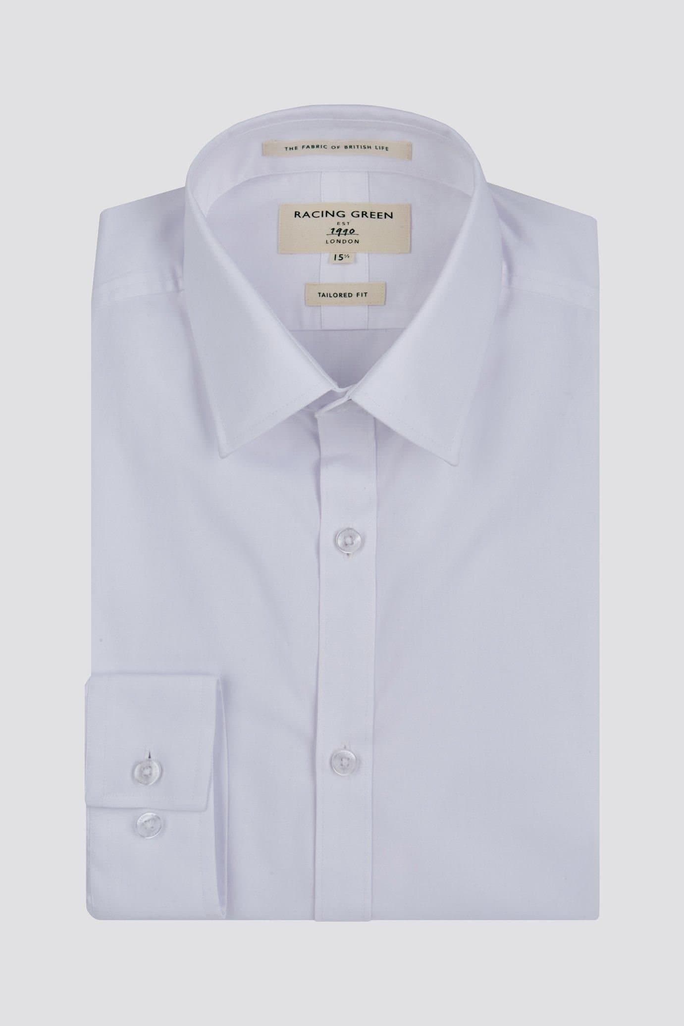 Racing Green Racing Green White Men's Poplin Tailored Fit Shirt