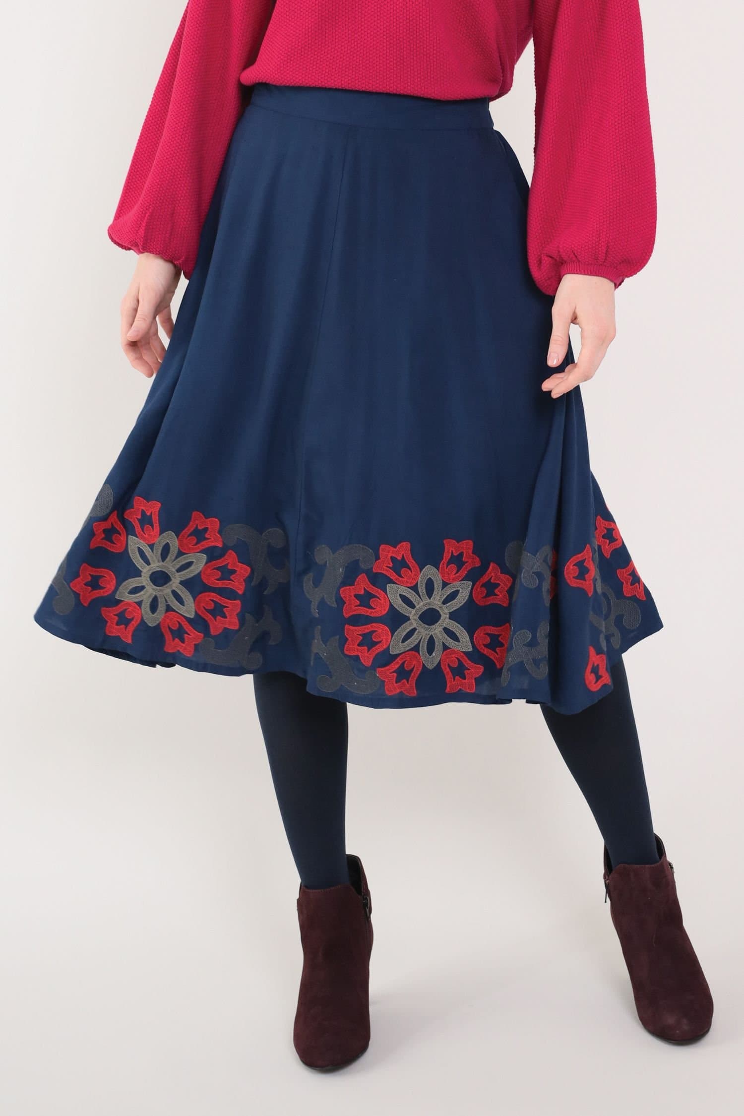 Nomads Clothing Nomads Clothing Women's Embroidered Viscose Skirt in Blue