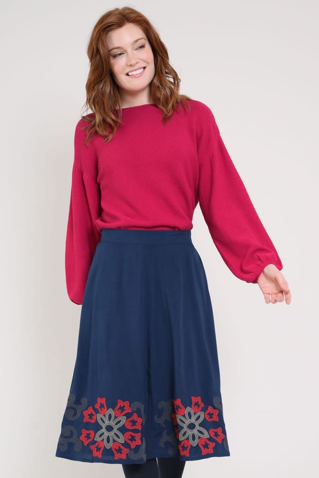 Nomads Clothing Nomads Clothing Women's Embroidered Viscose Skirt in Blue - 2