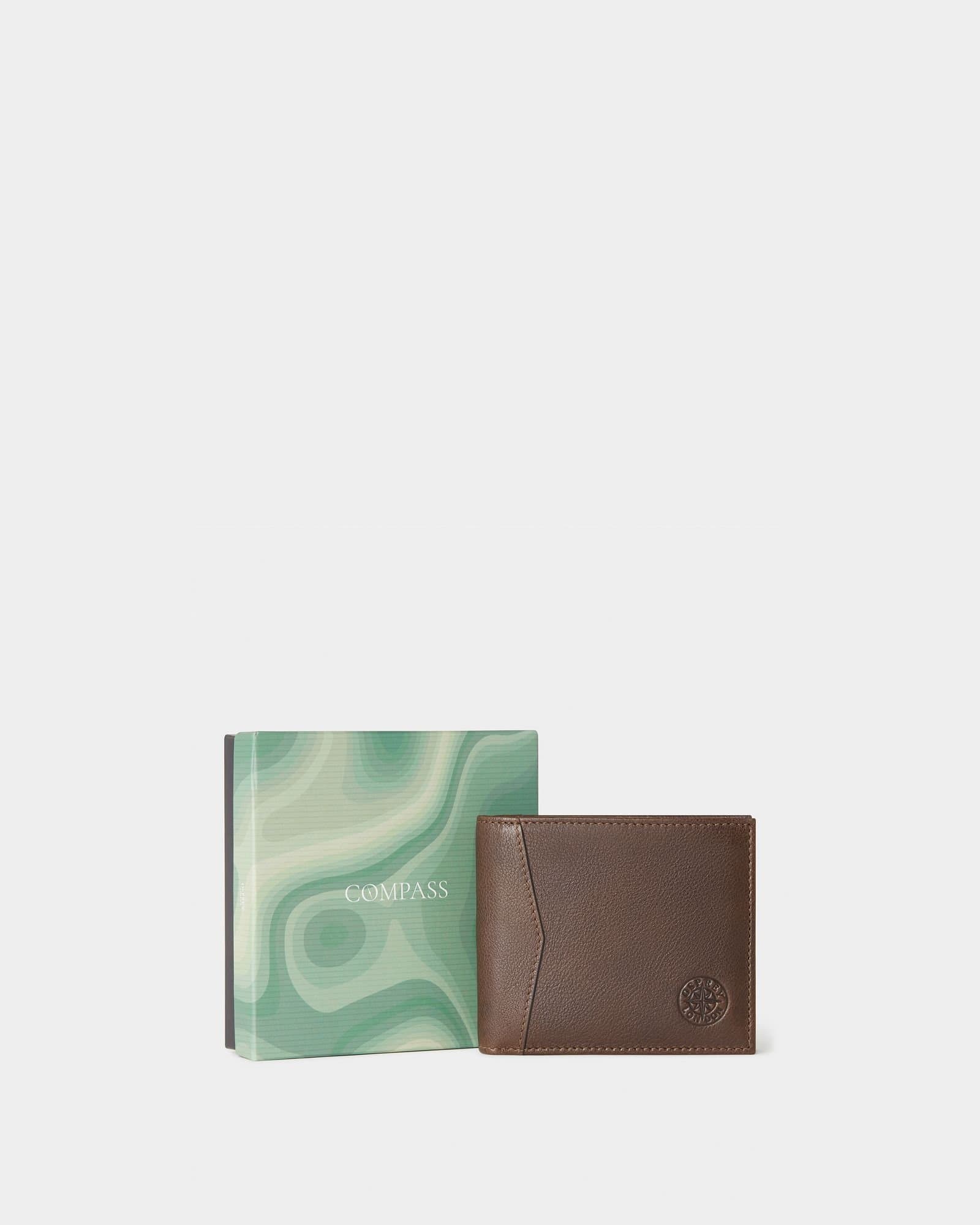 OSPREY LONDON OSPREY LONDON Men's The Compass Leather Coin Wallet in Tan