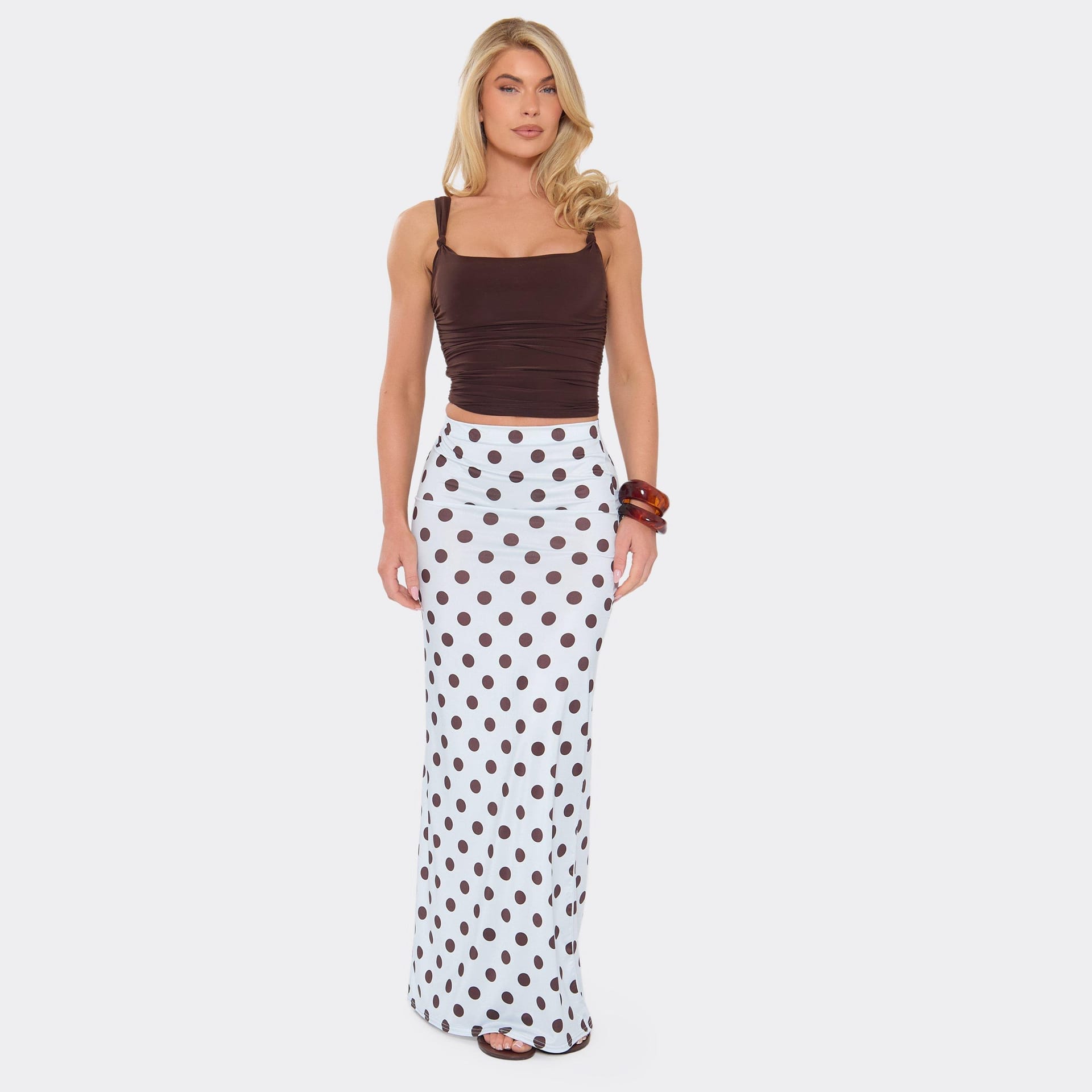 EGO Blue Polka Dot Low Rise Maxi Skirt