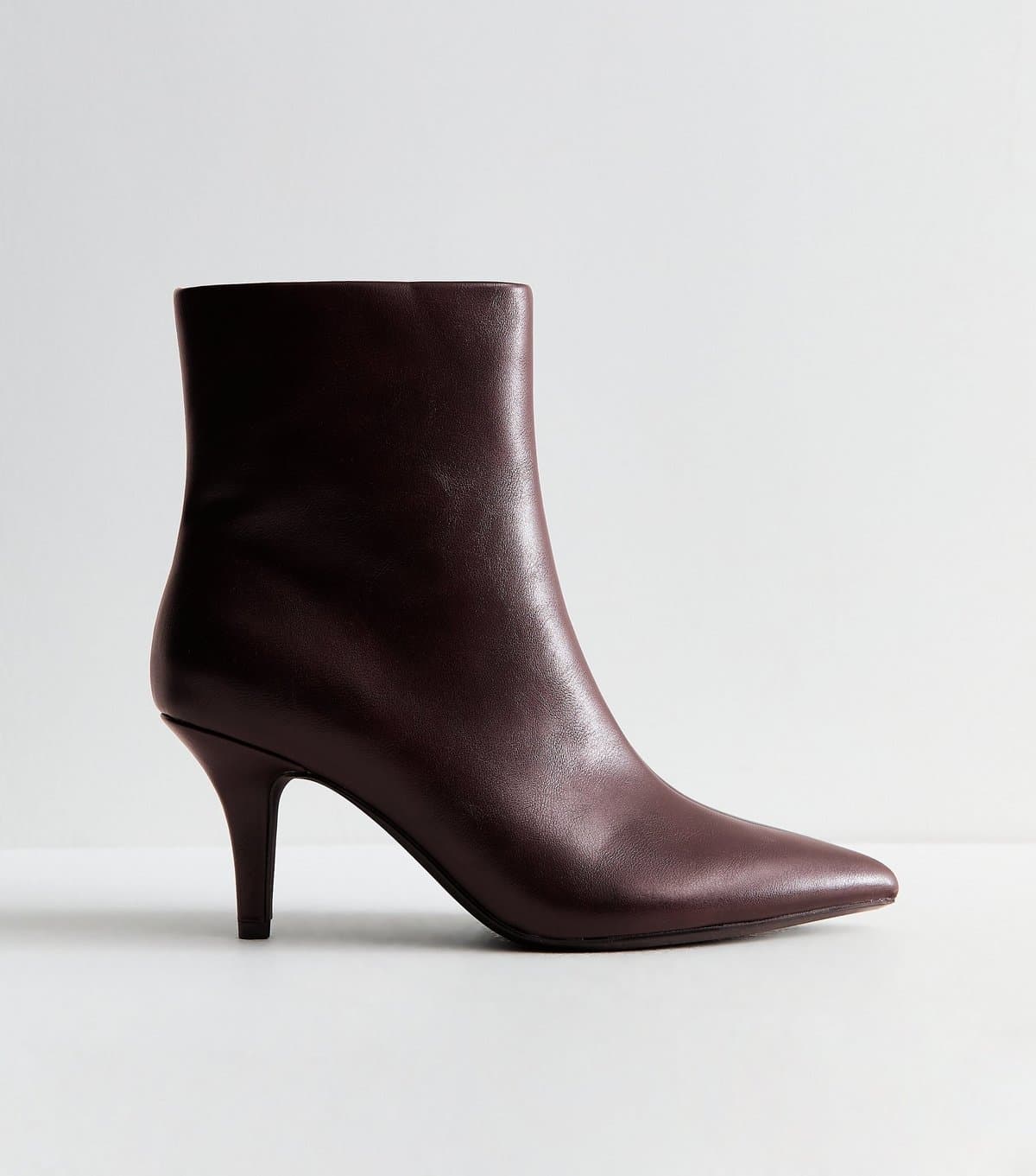New Look Women's Burgundy Faux Leather Ankle Boots Vegan New Look
