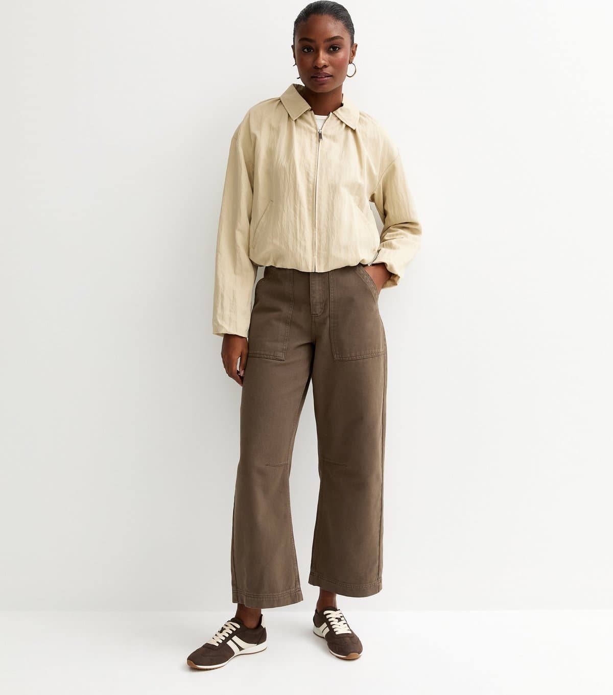 New Look Women's Brown Cargo Barrel Leg Trousers New Look
