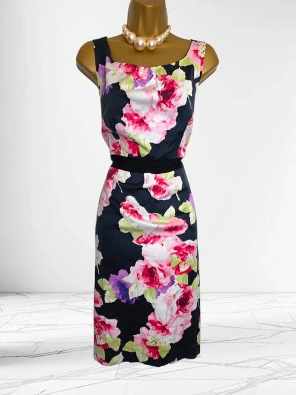 Coast Coast dress size 14 cotton black pink floral free red jacket - 1