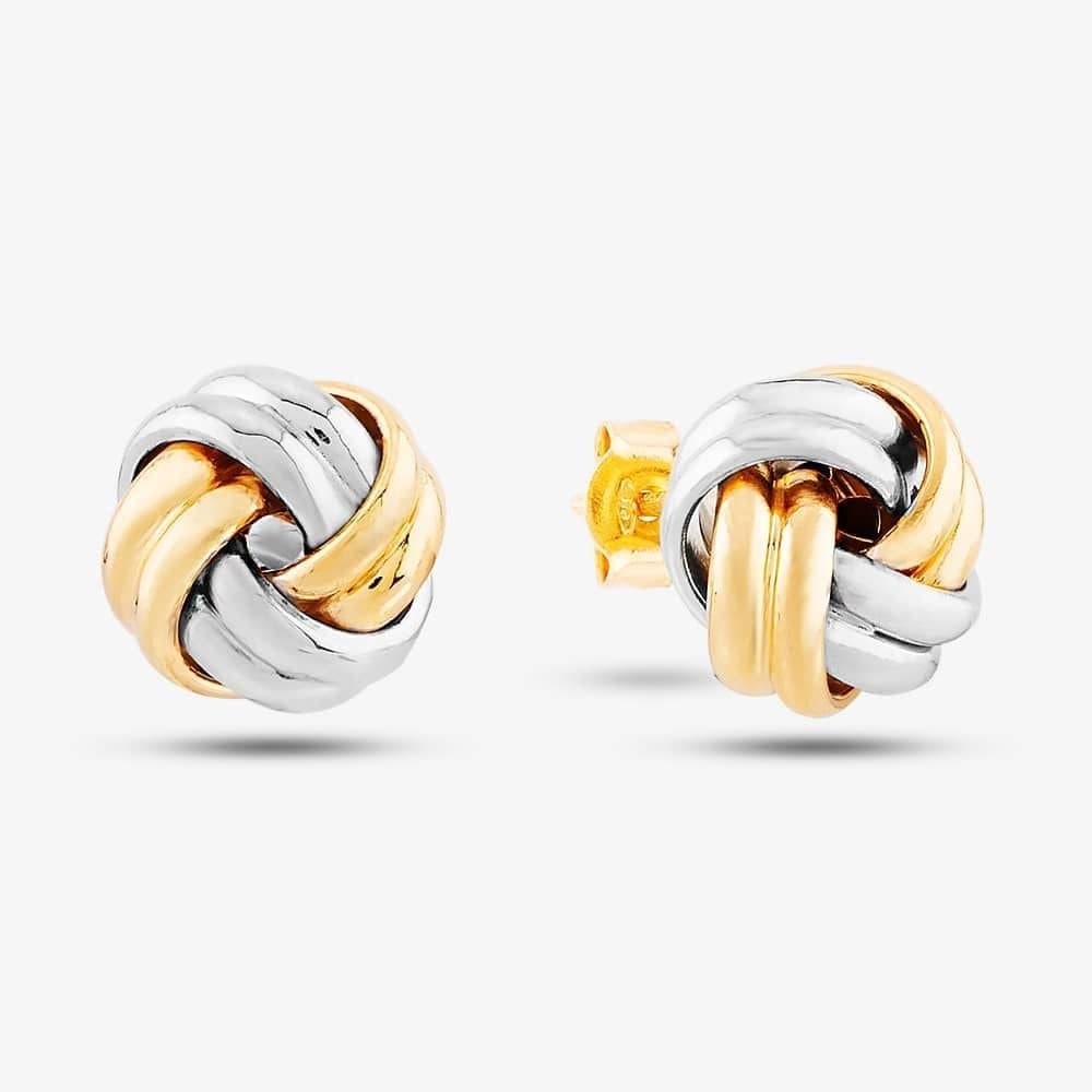 T.H.Baker T.H.Baker Women's 9ct Two Colour Gold Small Double Knot Stud Earrings 2.55.6219