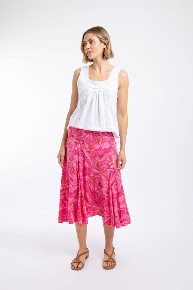 Weird Fish Weird Fish Women's Cresento Printed Asymmetric Slit Skirt in Bright Pink - 3