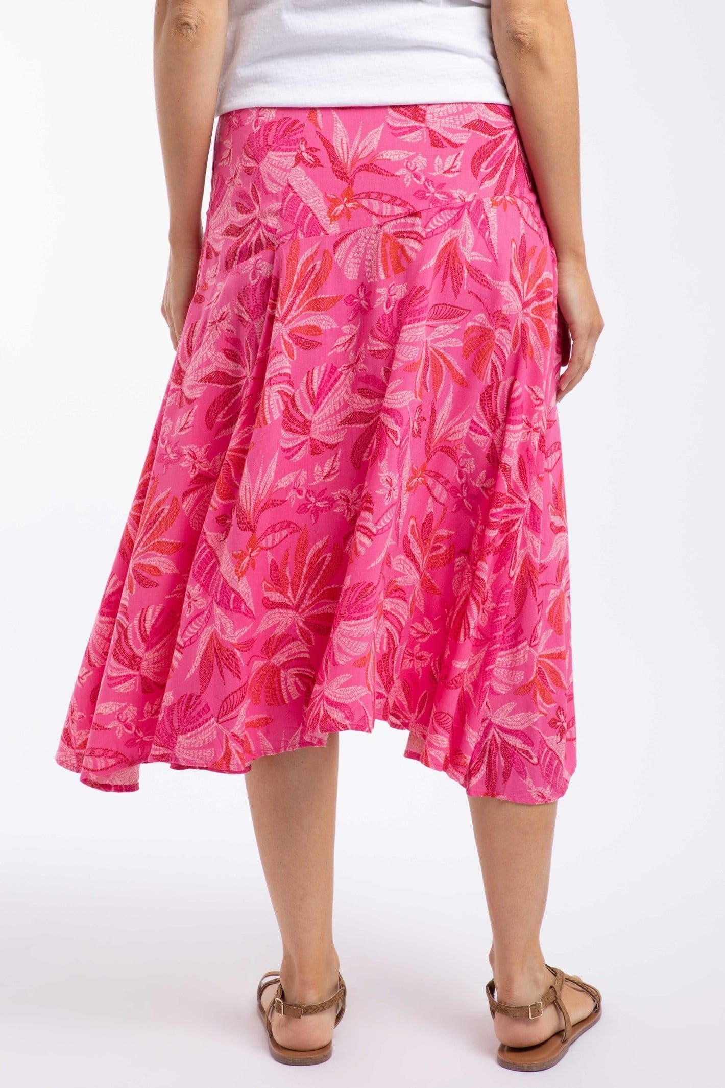 Weird Fish Weird Fish Women's Cresento Printed Asymmetric Slit Skirt in Bright Pink - 4
