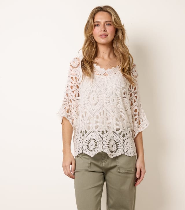 Blue Vanilla Women's White Floral Pattern Crochet Top Blue Vanilla New Look - 3