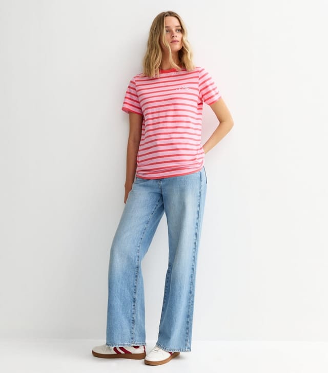 New Look Women's Pink Striped Le Soleil Embroidered T-Shirt New Look - 3